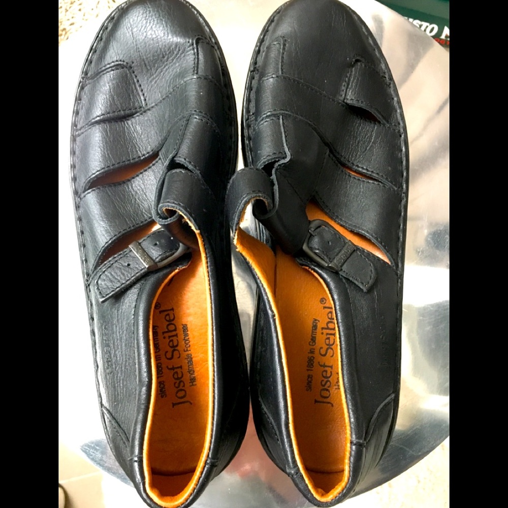 New Joseph Siebel Black leather Sandal Shoes 46 13